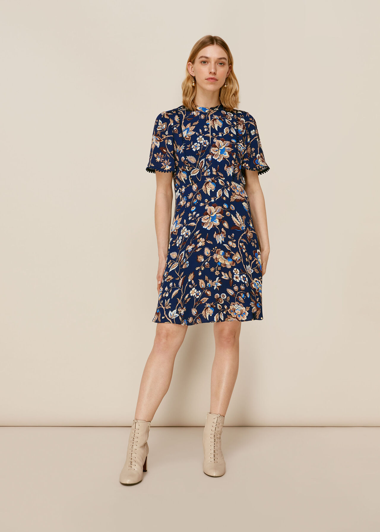 prairie blossom print dress blue/multi