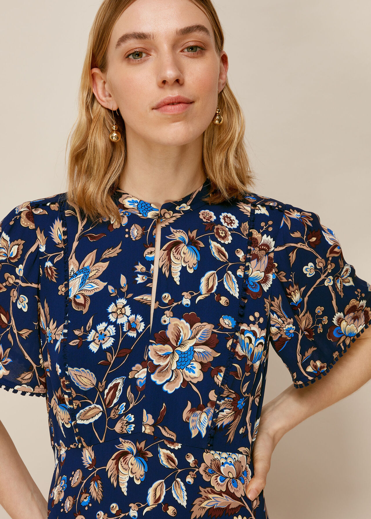 prairie blossom print dress blue/multi