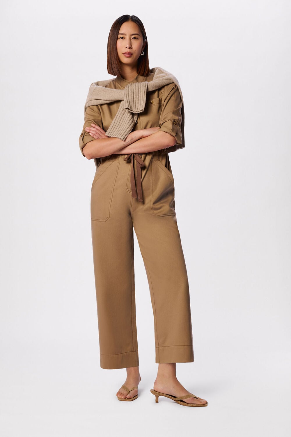Taupe Drawstring Utility Boilersuit