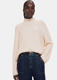 Wool Mix Rib Funnel Neck