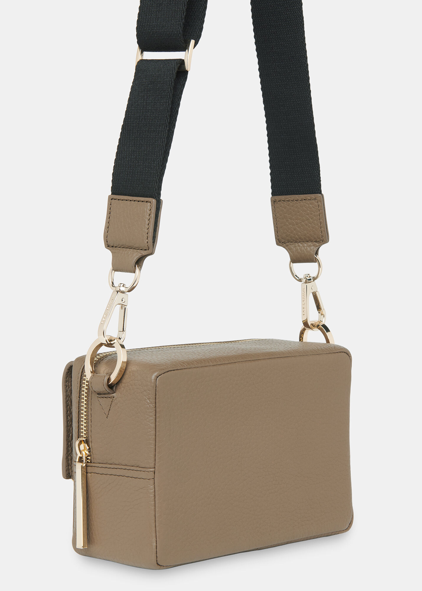 Bibi Khaki Leather Crossbody Bag With Strap | Whistles