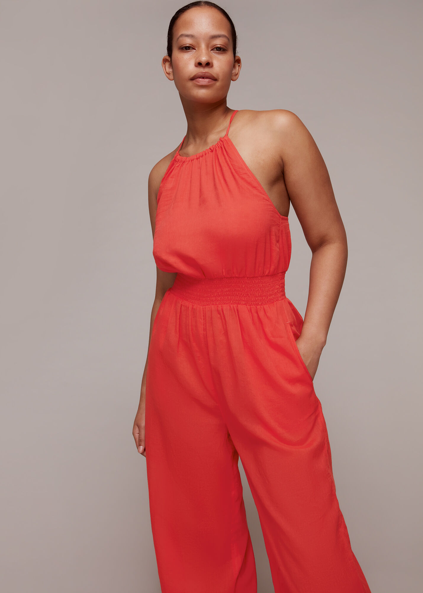 Red Jennifer Beach Jumpsuit WHISTLES