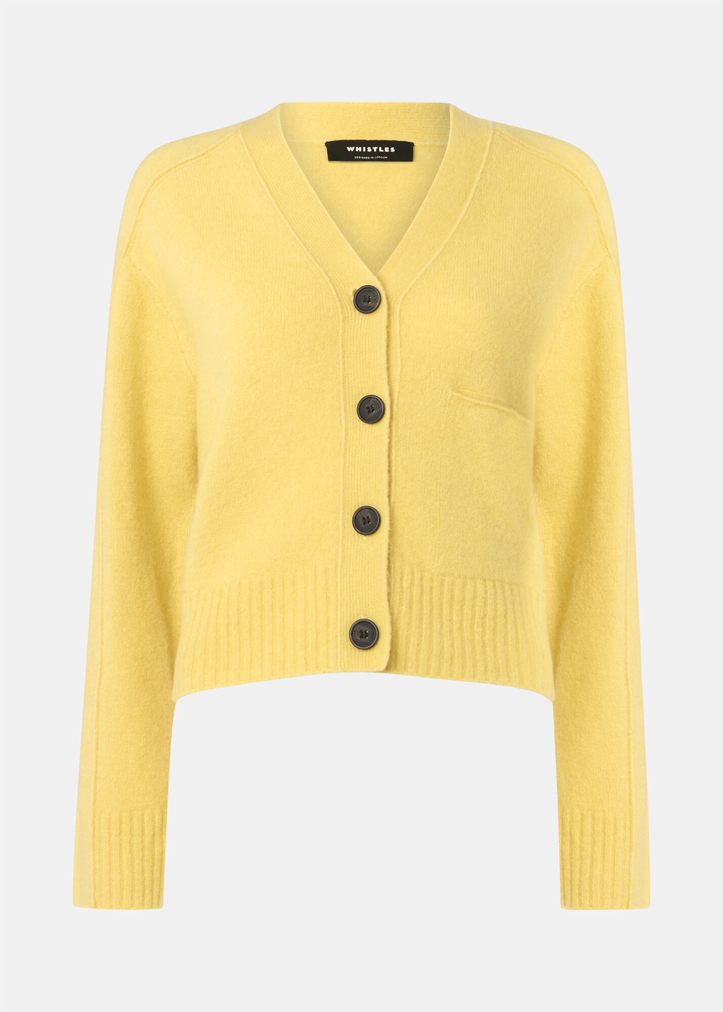 Yellow Wool Mix Pocket Cardigan | WHISTLES | Whistles US |