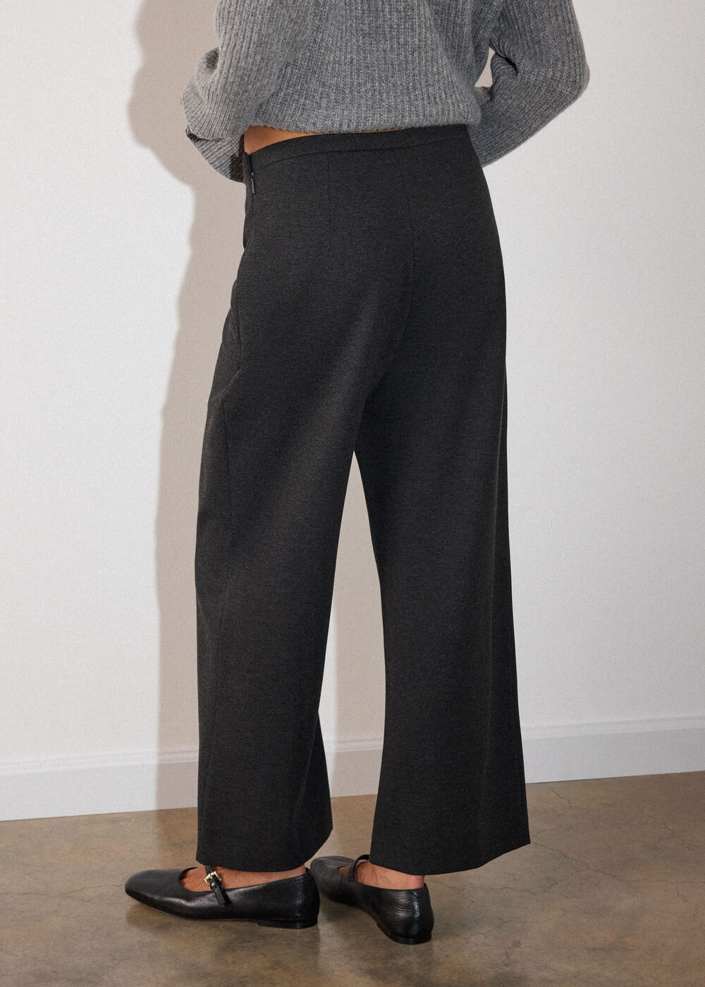 Grey Marl Petite Camilla Wide Leg Trouser
