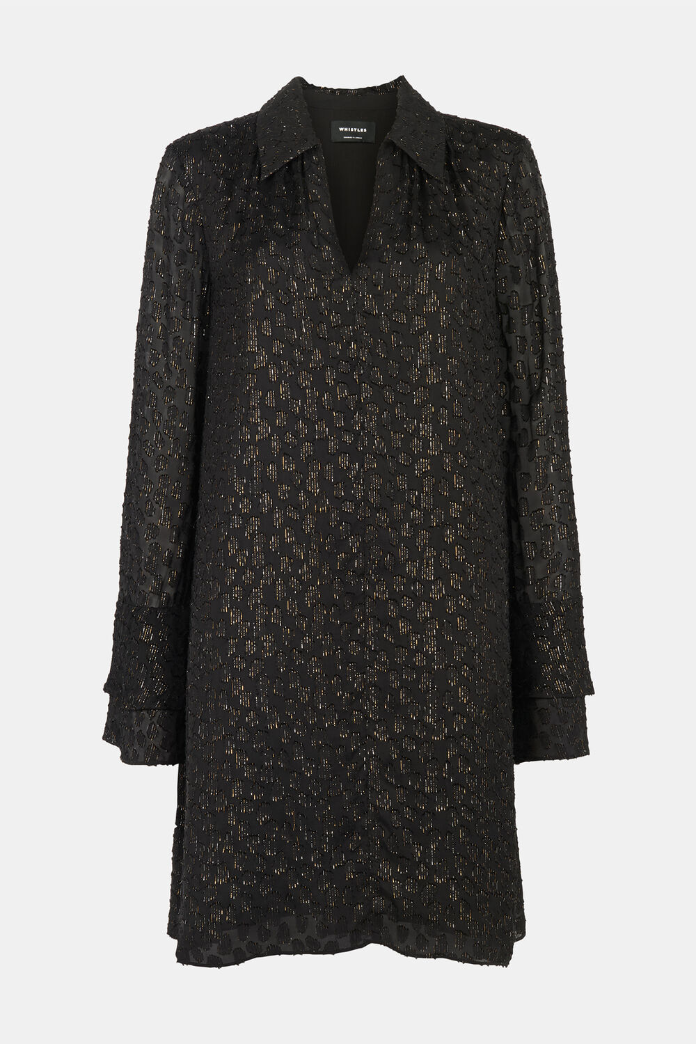Black Metallic Dobby Mini Dress