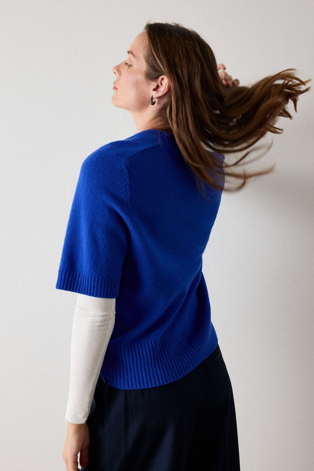 Blue Wool Knitted Tee
