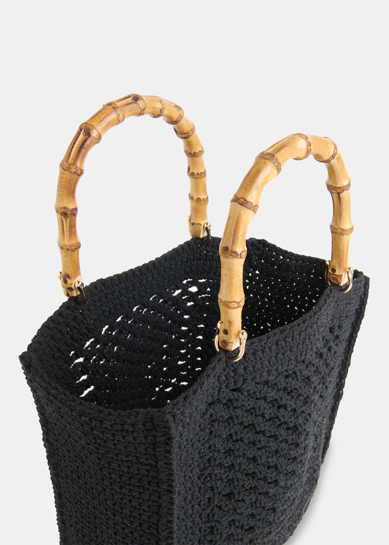 Bamboo Handle Crochet Bag
