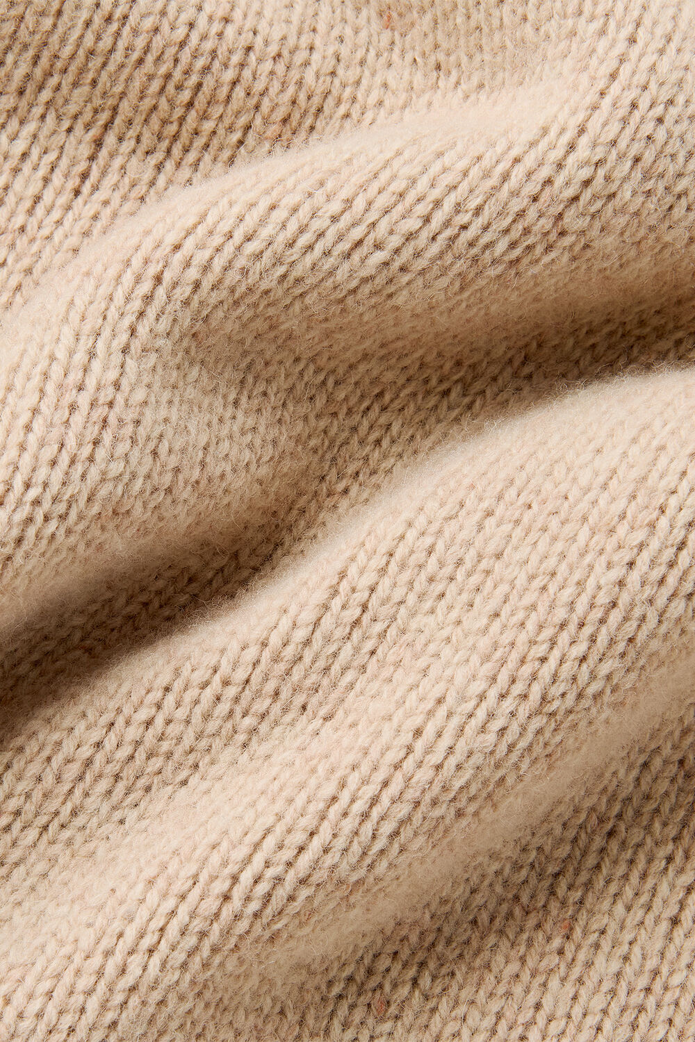 Camel Wool Ribbed Sleeve V Neck Knit