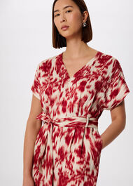 Blurred Floral Tie Jumpsuit