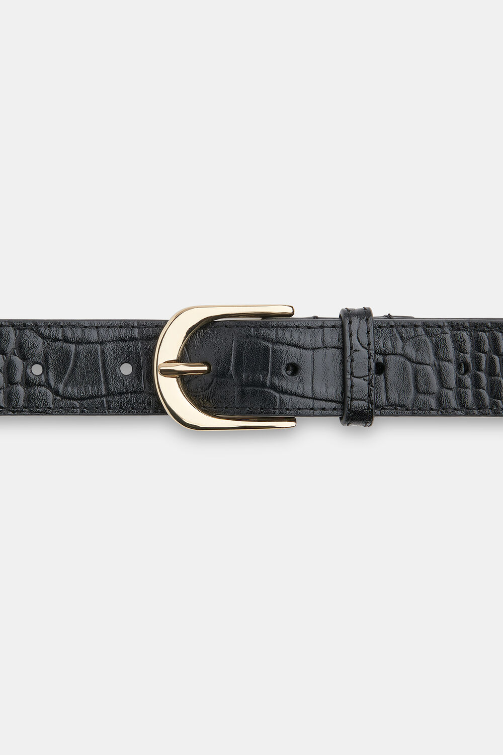 Black Shiny Croc Belt