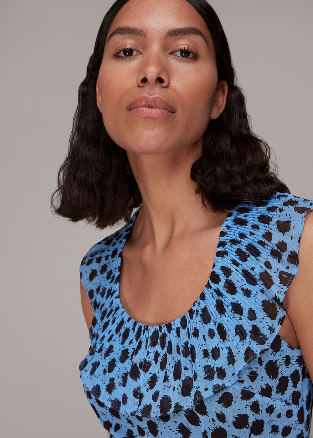 Brushed Dalmatian Plisse Dress