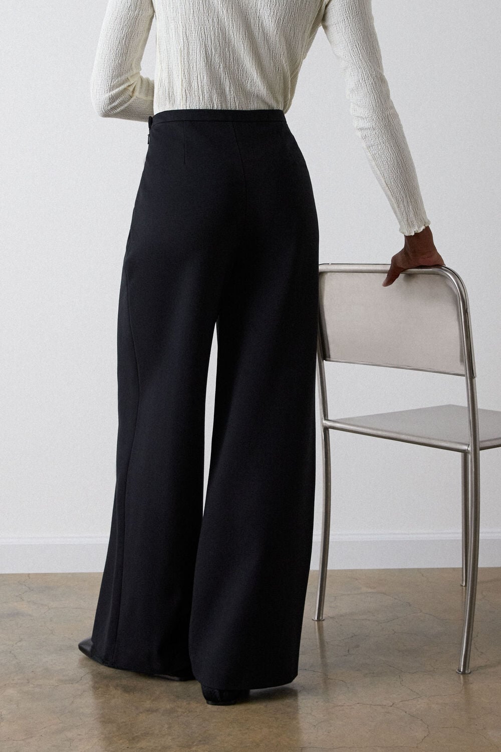 Black Ponte Wide Leg Trouser