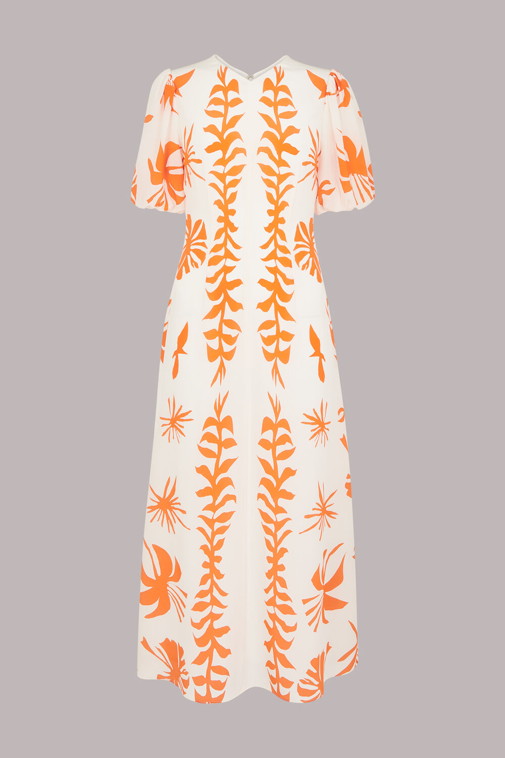 Cora Big Leaf Print Silk Dress