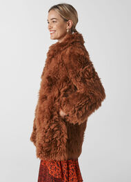 Eliza Short Sheepskin Coat Tan