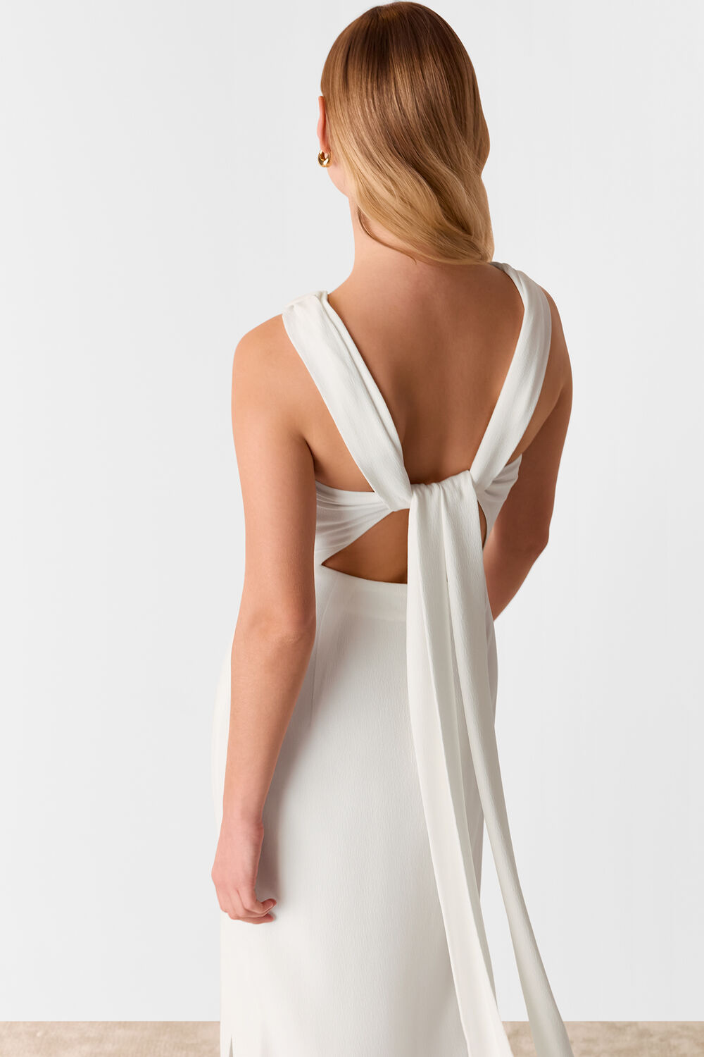Ivory Tie Back Maxi Dress