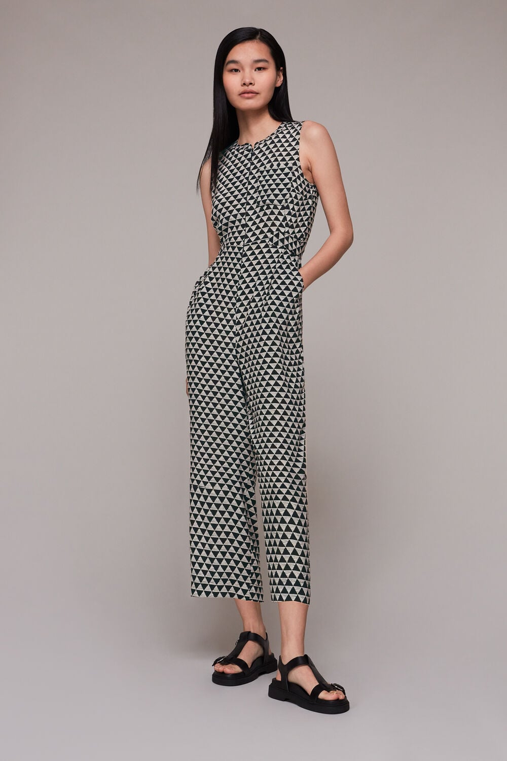 Black Triangle Checkerboard Jumpsuit