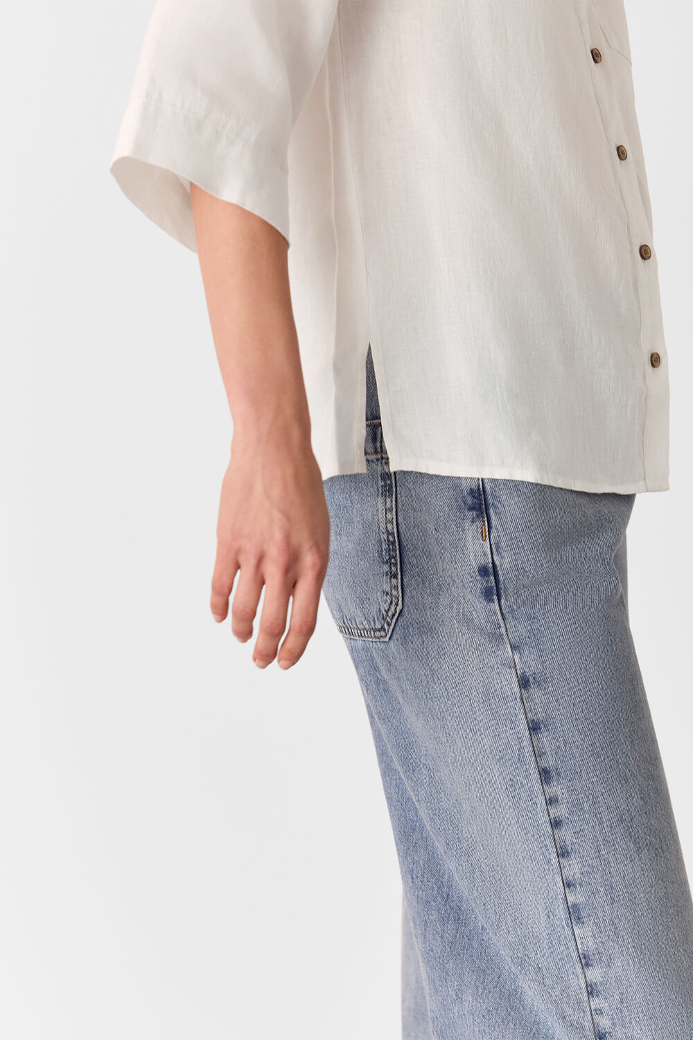 Linen Grandad Collar Shirt
