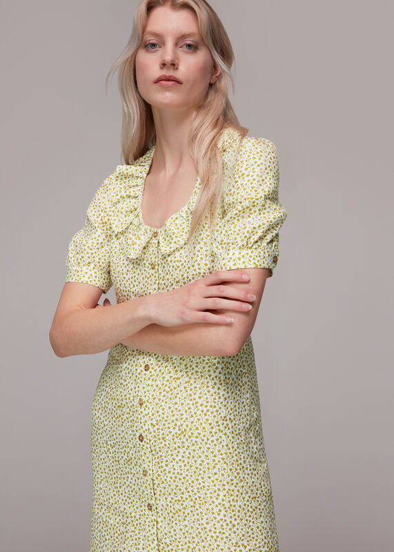 Multicolour Frill Flower Pod Linen Dress