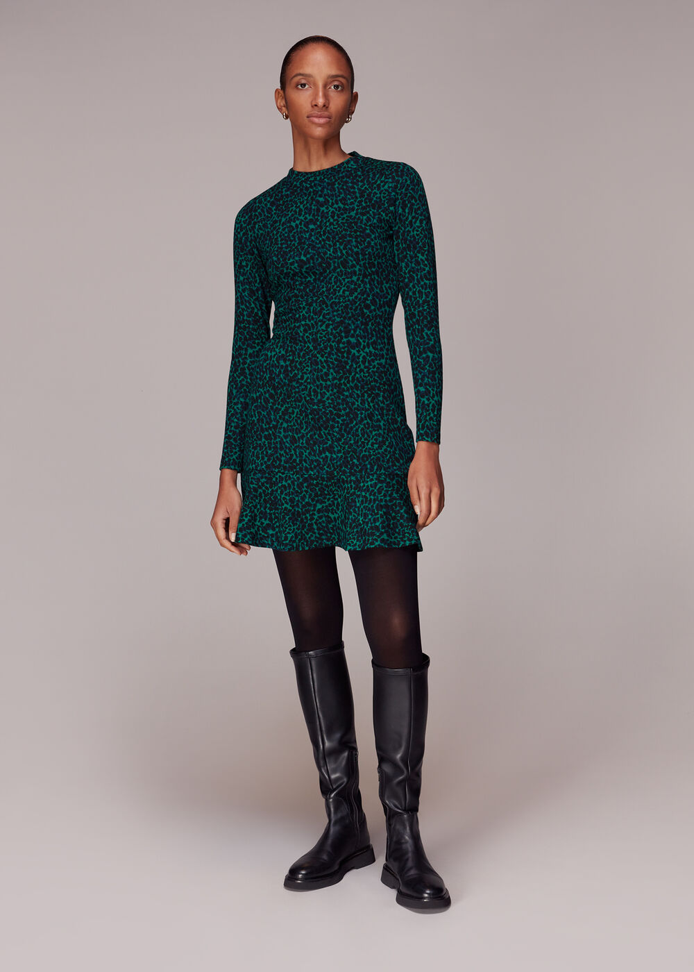 Forest Leopard Jacquard Dress