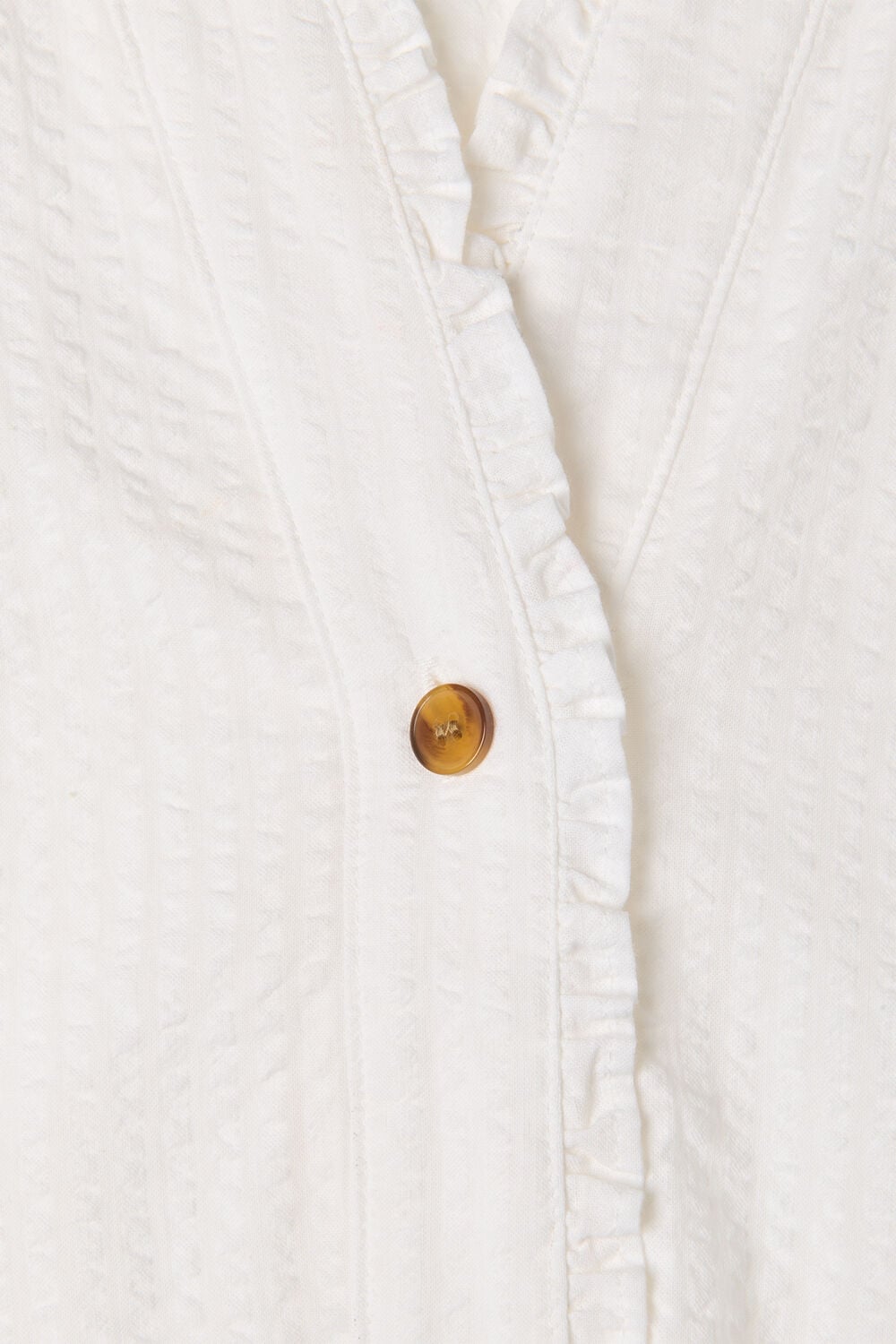 White Textured Frill Shirt