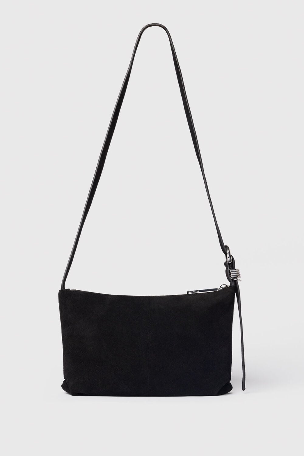 Black Ring Detail Suede Bag
