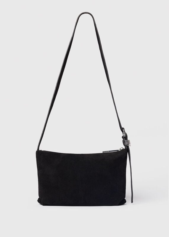 Black Ring Detail Suede Bag