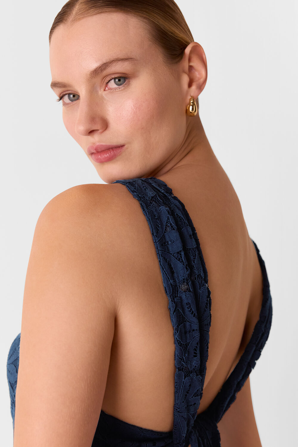 Lace Tie Back Maxi Dress