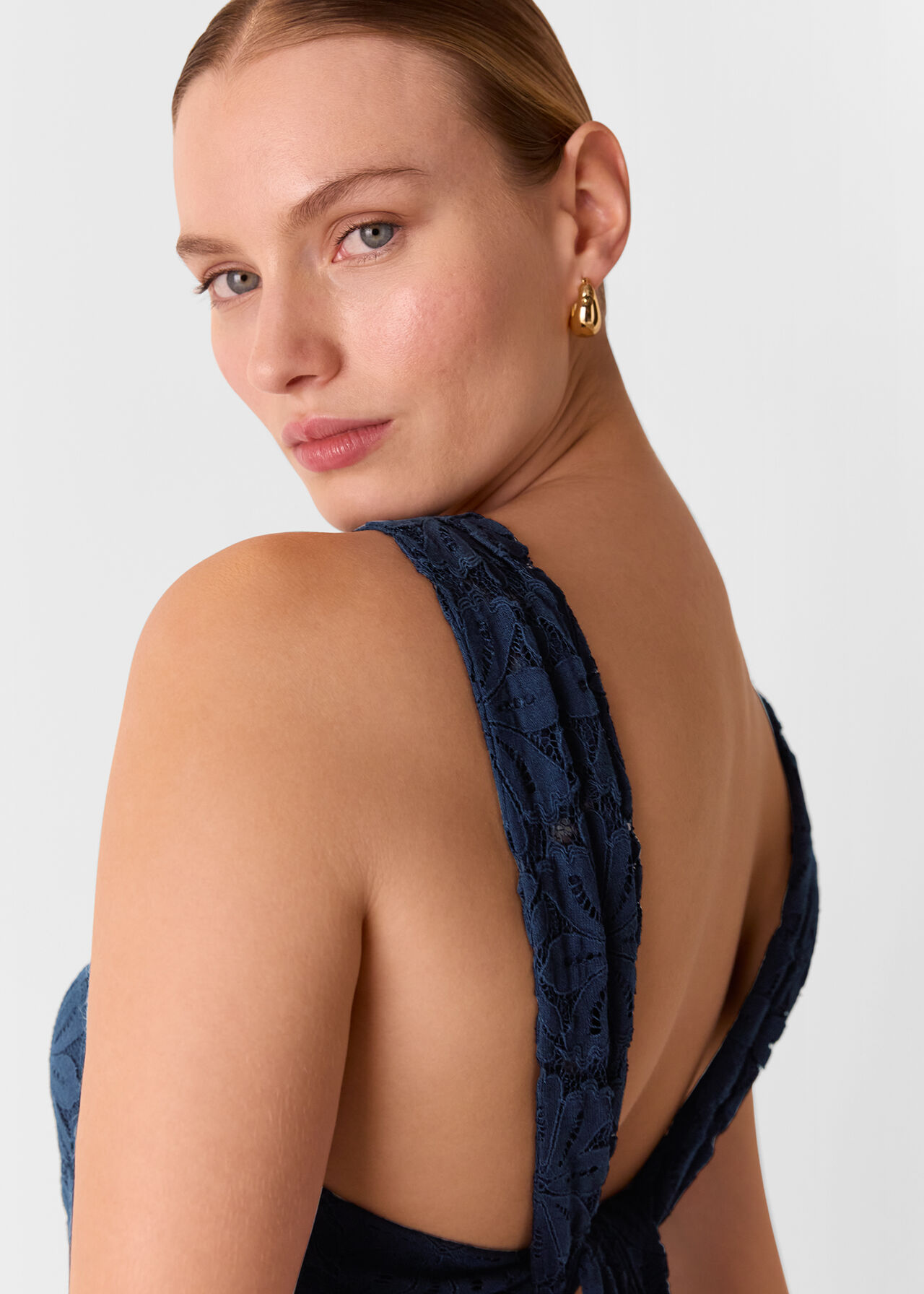 Lace Tie Back Maxi Dress