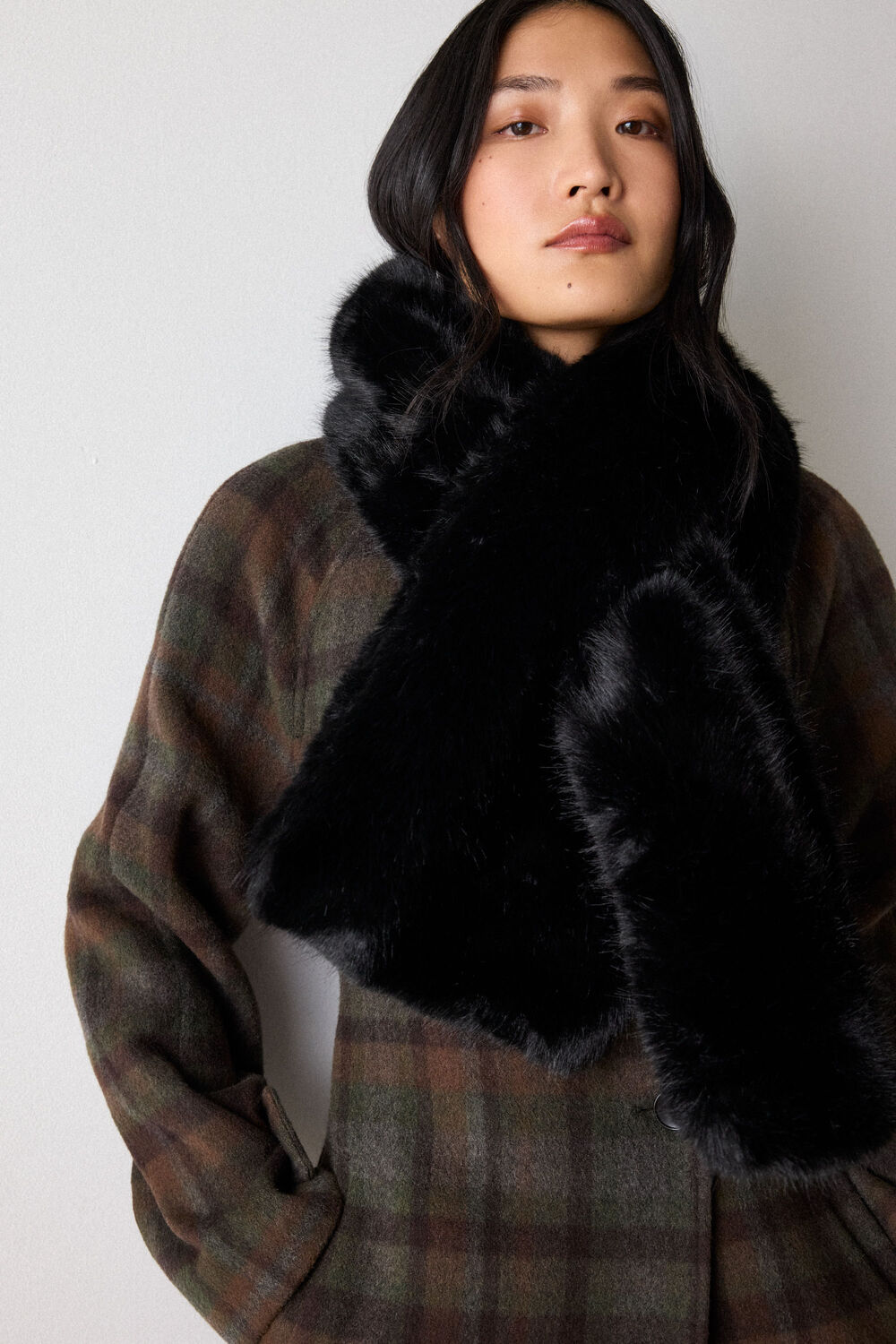 Black Faux Fur Scarf