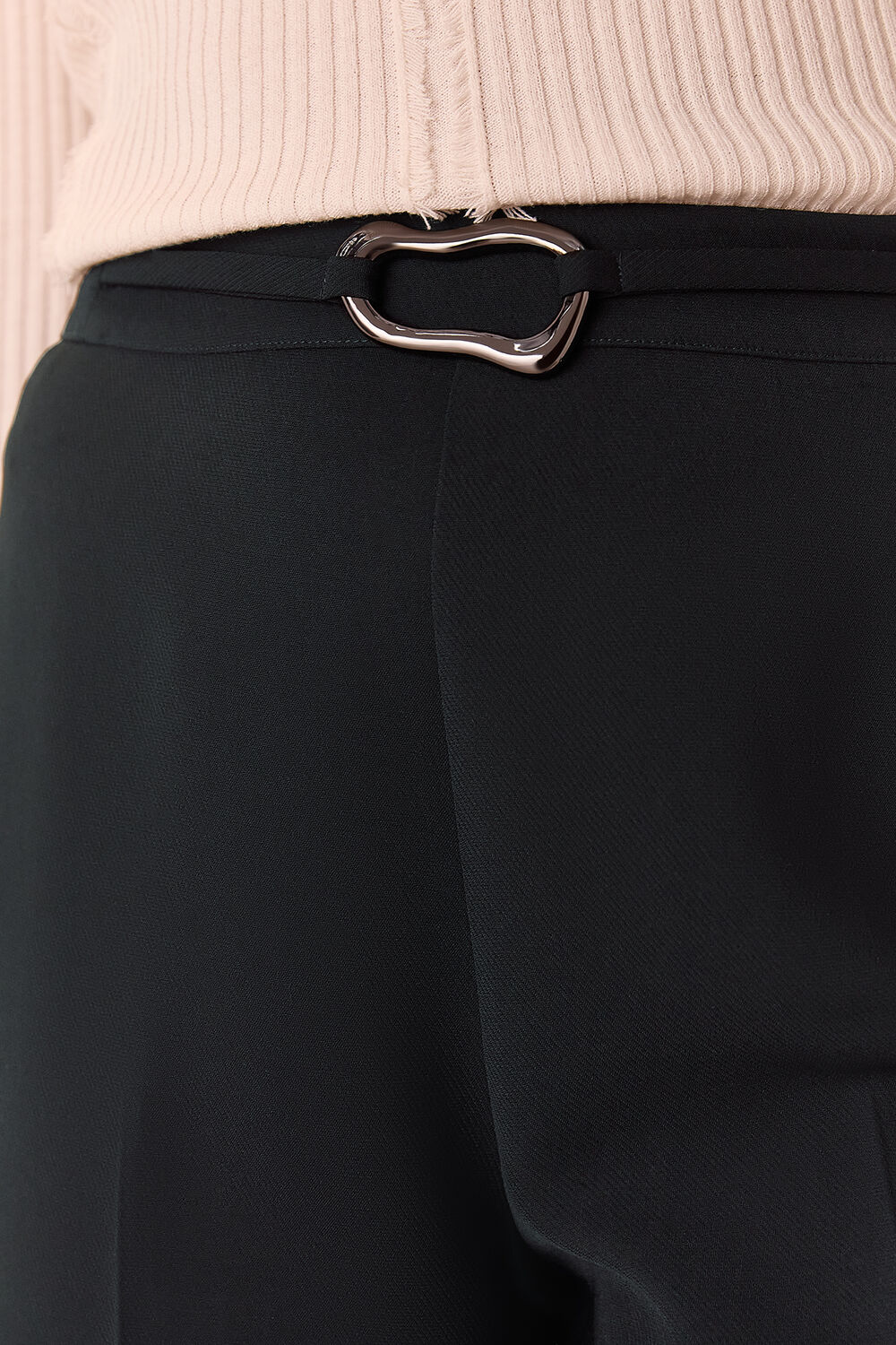 Black Corinna Belted Crepe Trouser