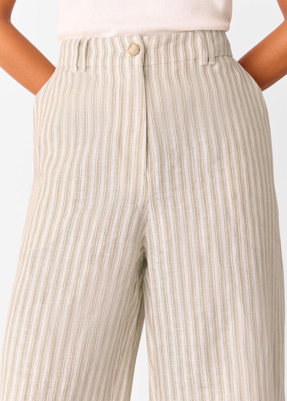 Petite Linen Stripe Trouser