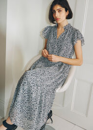 Indo Floral Print Tiered Dress