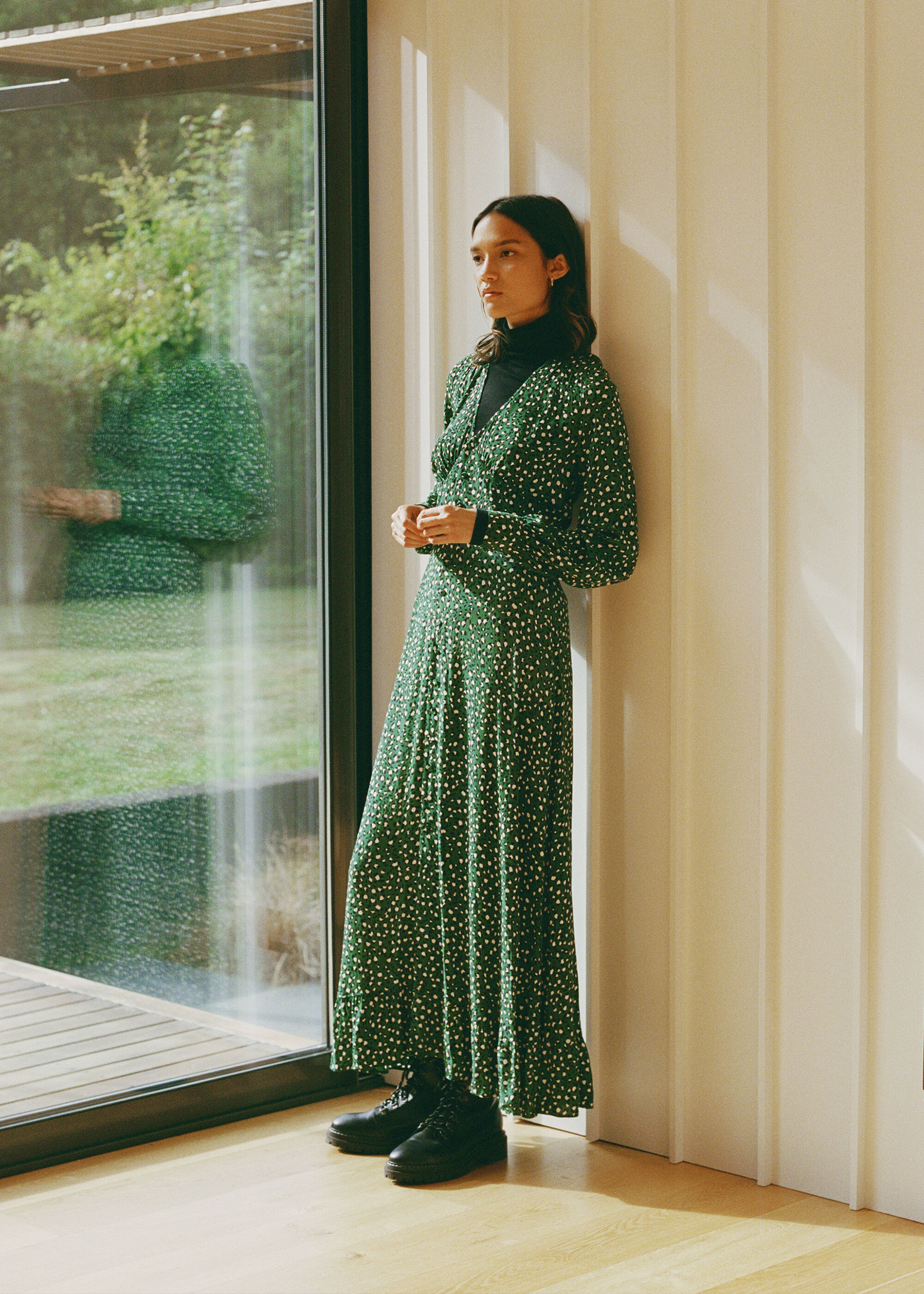 Whistles green animal print dress on sale