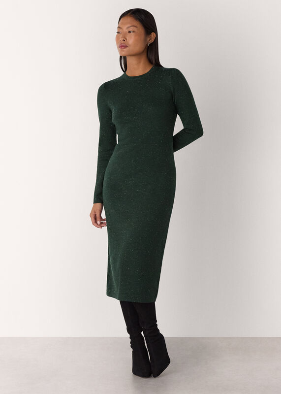 Dark Green Petite Annie Sparkle Knit Dress