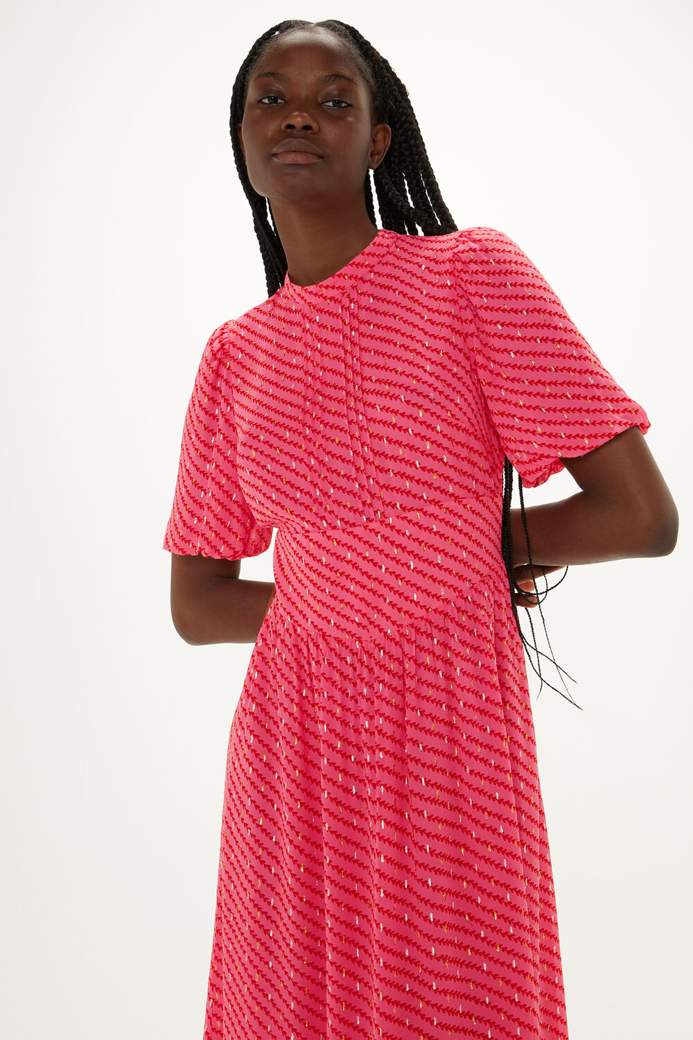Pink Diagonal Leaf Blair Dress