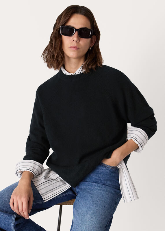 Black Ultimate Cashmere Crew Neck Sweater