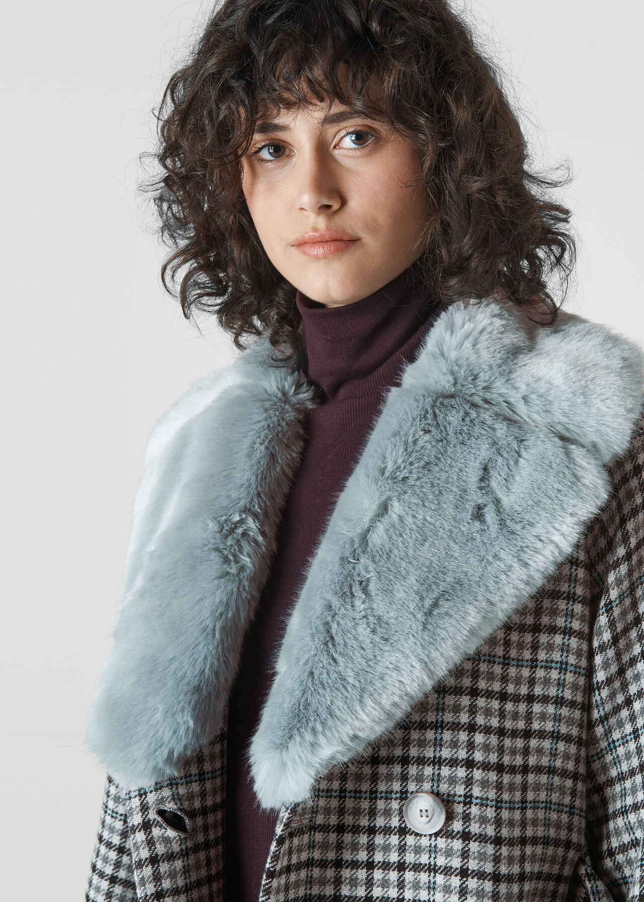 Fur Collar Coat Multicolour