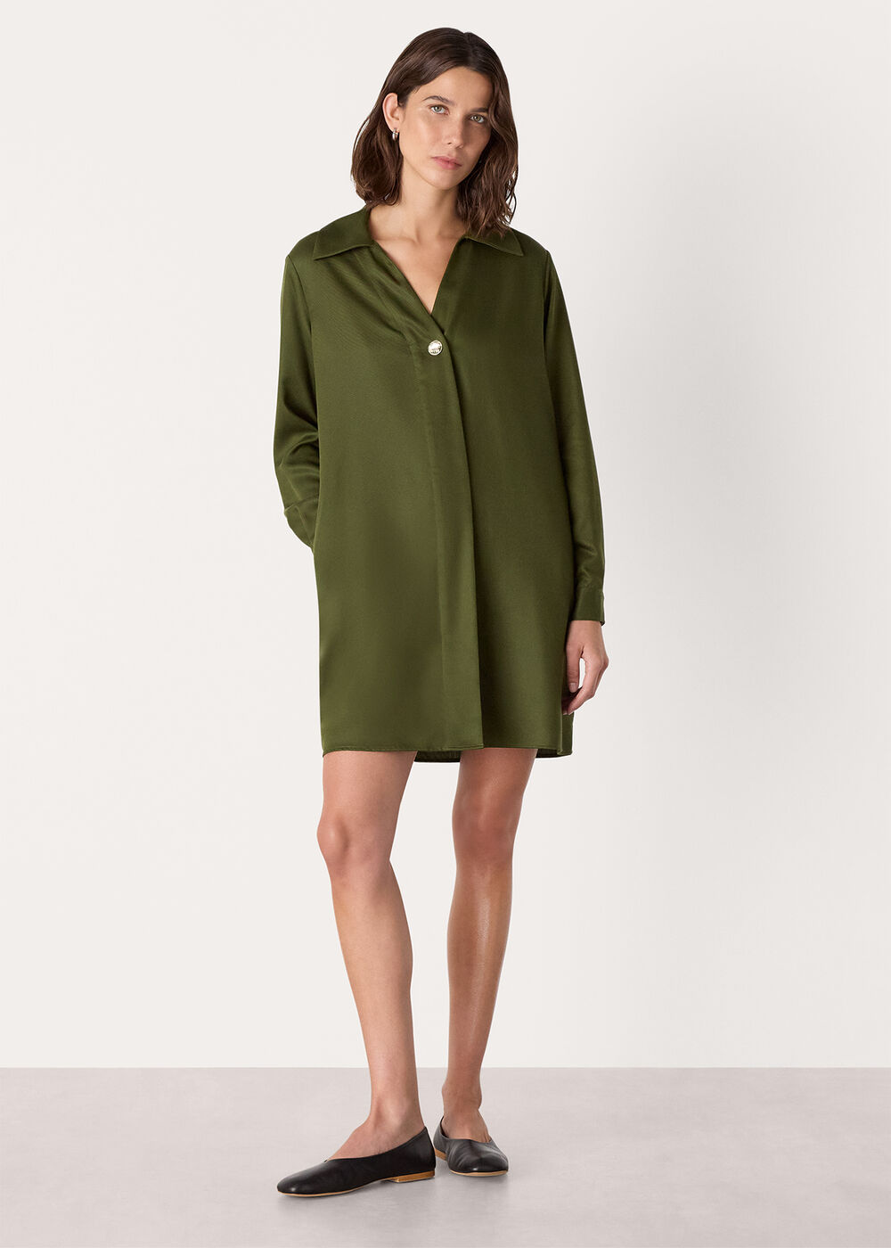 Collared Button Short Dress