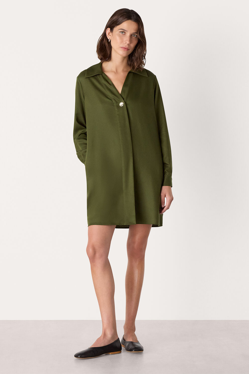 Collared Button Short Dress
