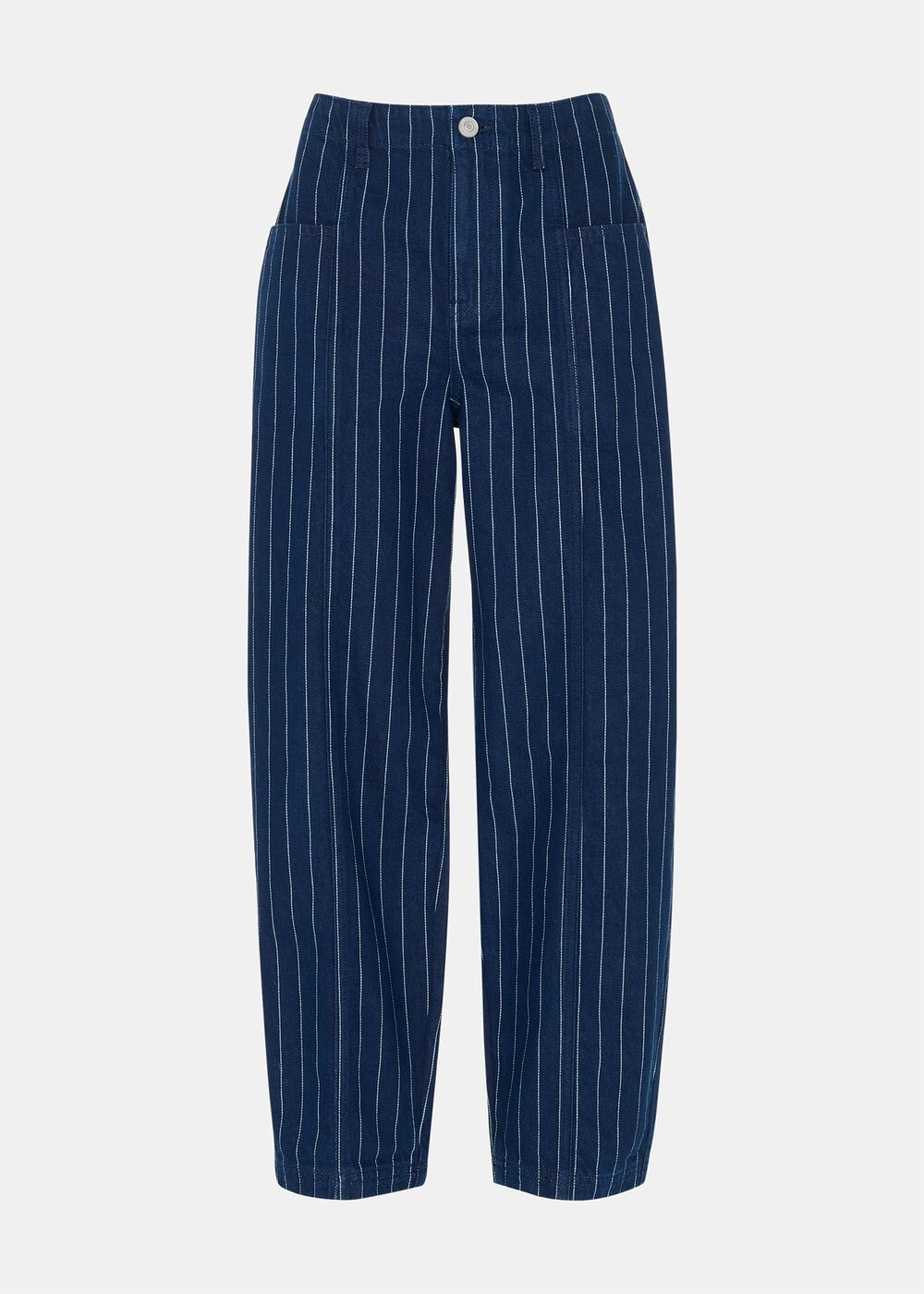 Pinstripe Barrel Leg Jean
