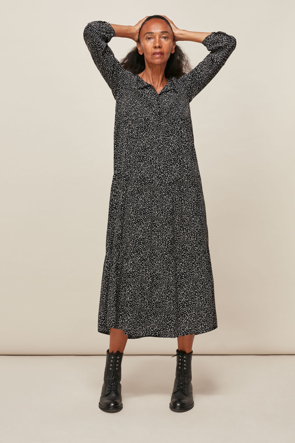Black and White Freckle Print Enora Dress