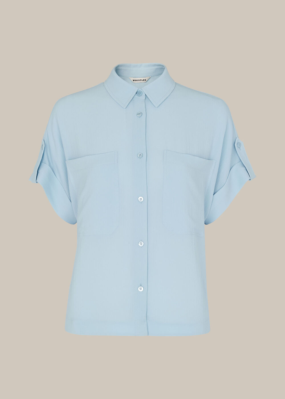 Textured Pocket Blouse Pale Blue