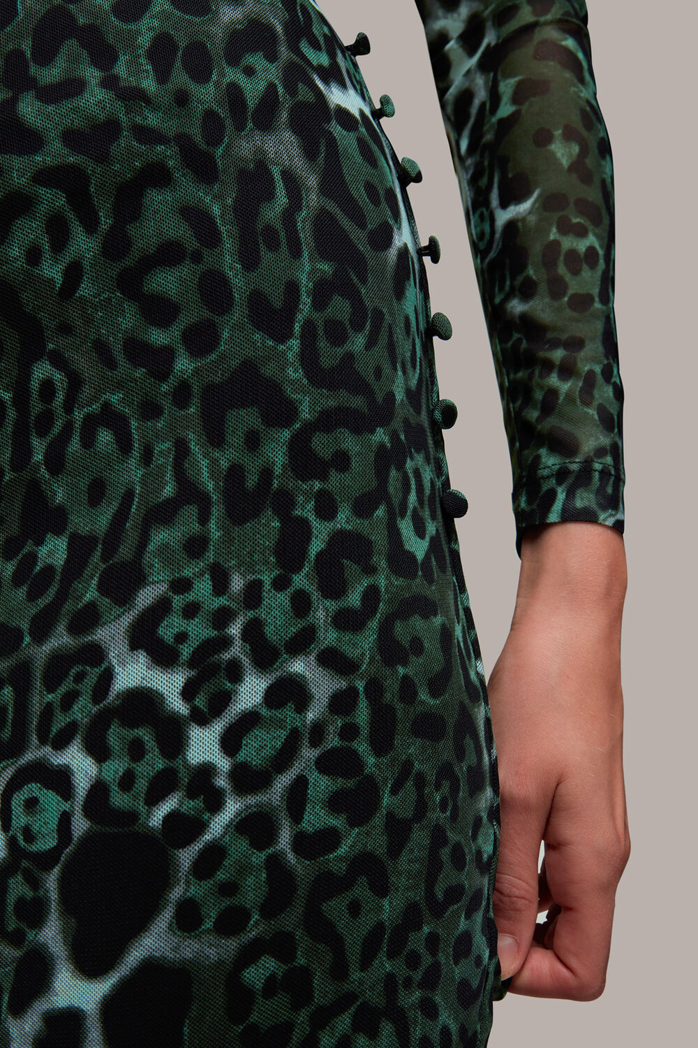 Green Night Cat Print Mesh Skirt