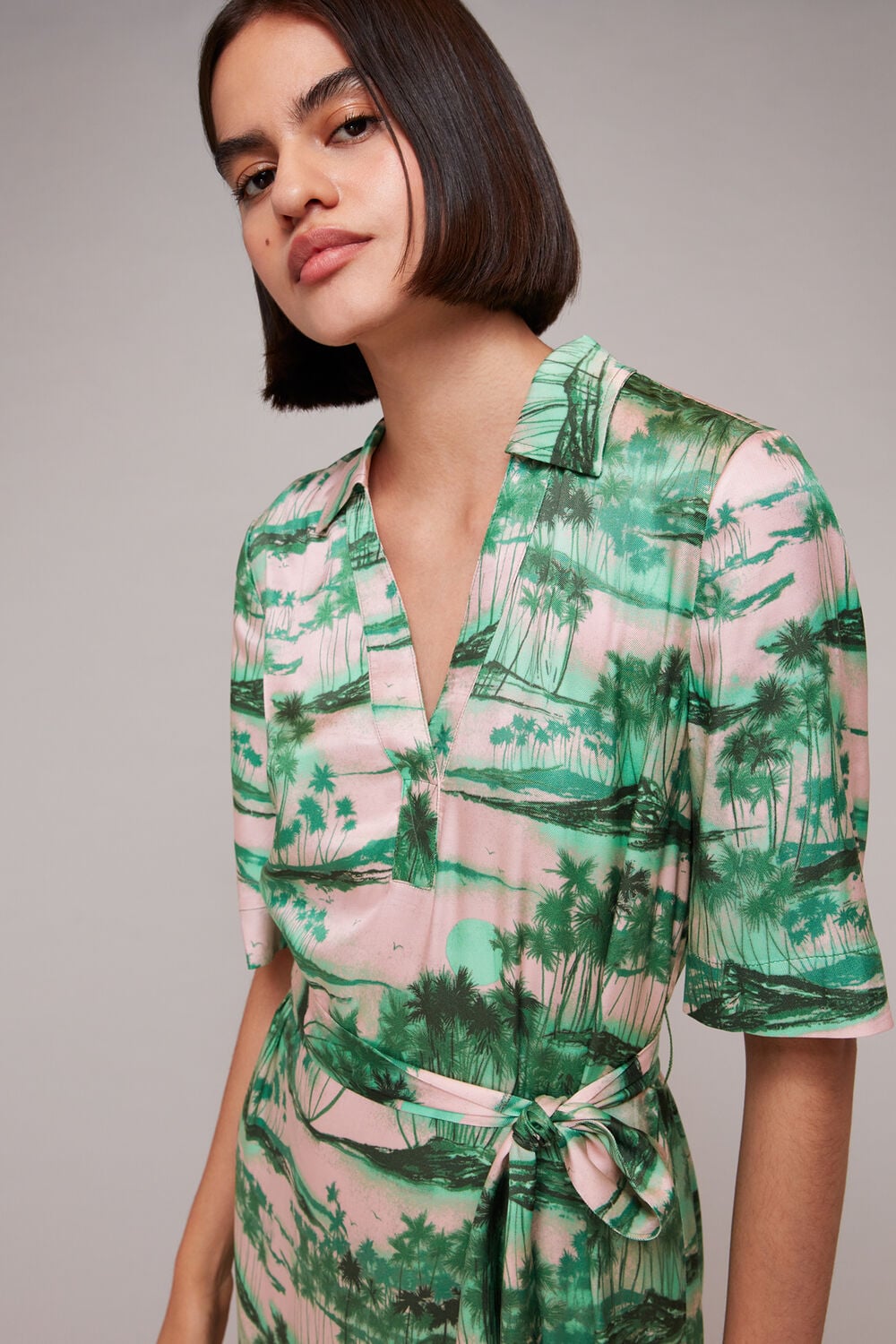 Waving Palms Shirt Dress