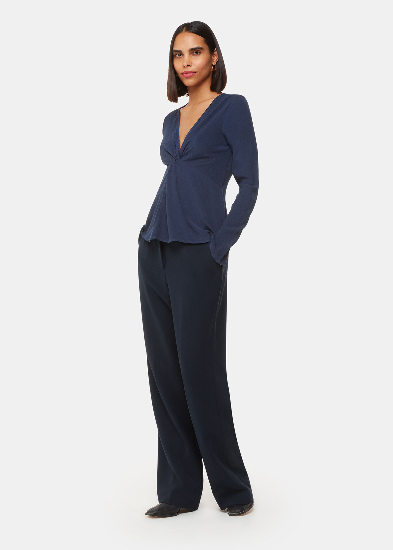 Twist Front Textured Top