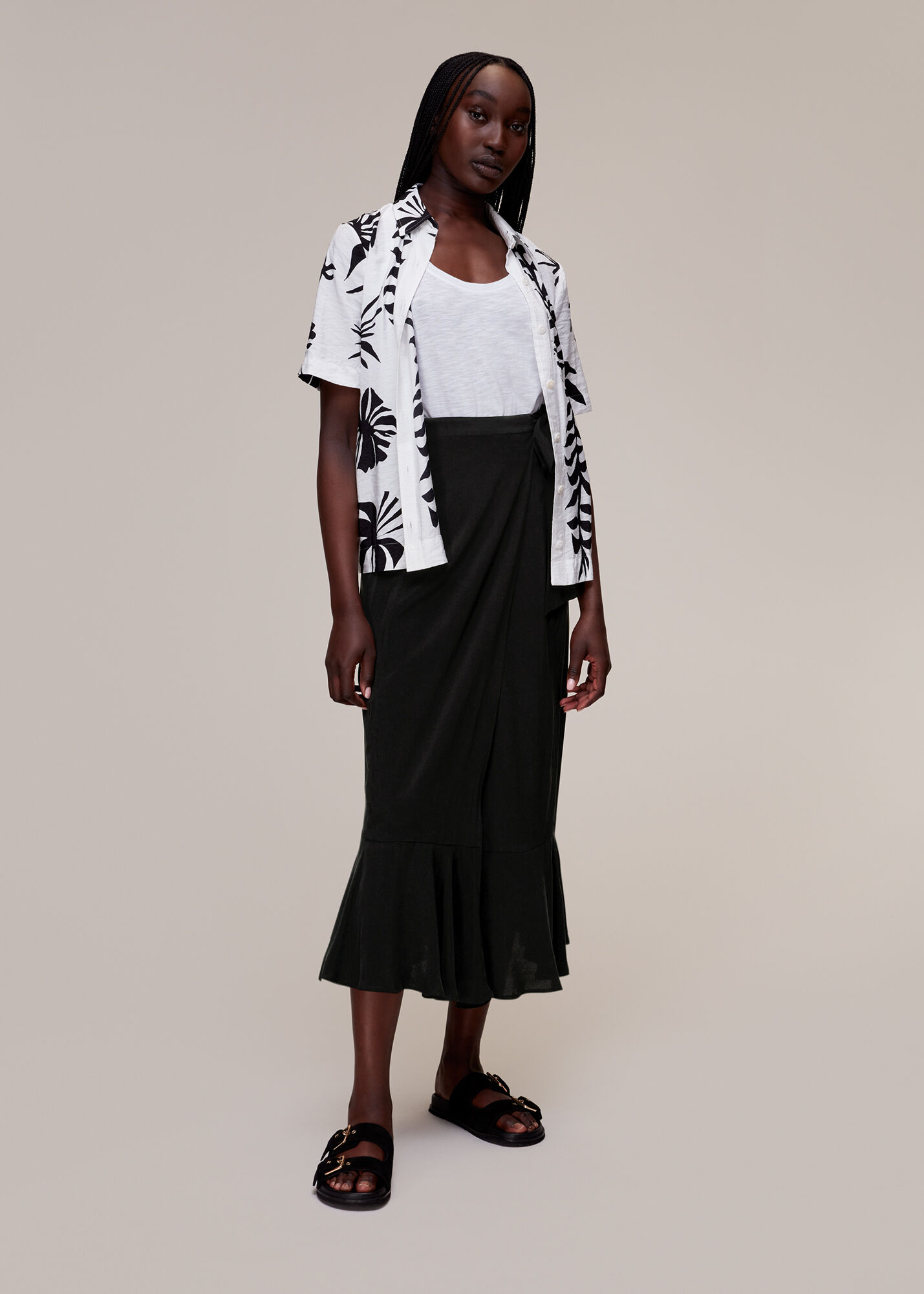 Black Charlie Wrap Skirt | WHISTLES | Whistles US |