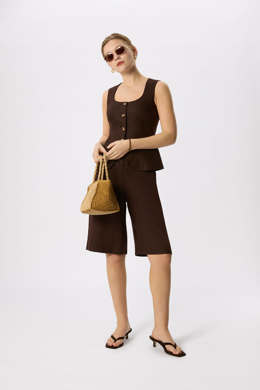 Brown Linen Waistcoat