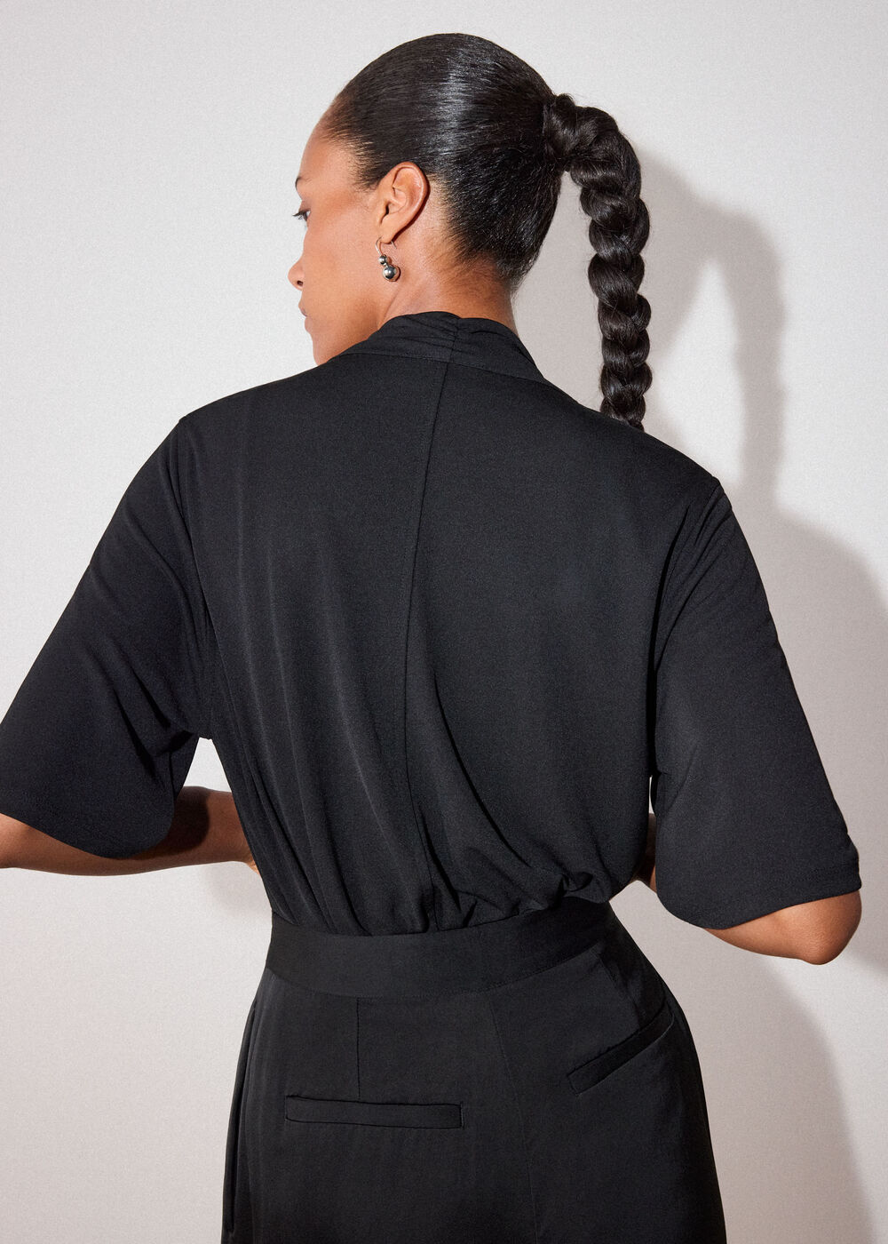Short Sleeve Tie Neck Top