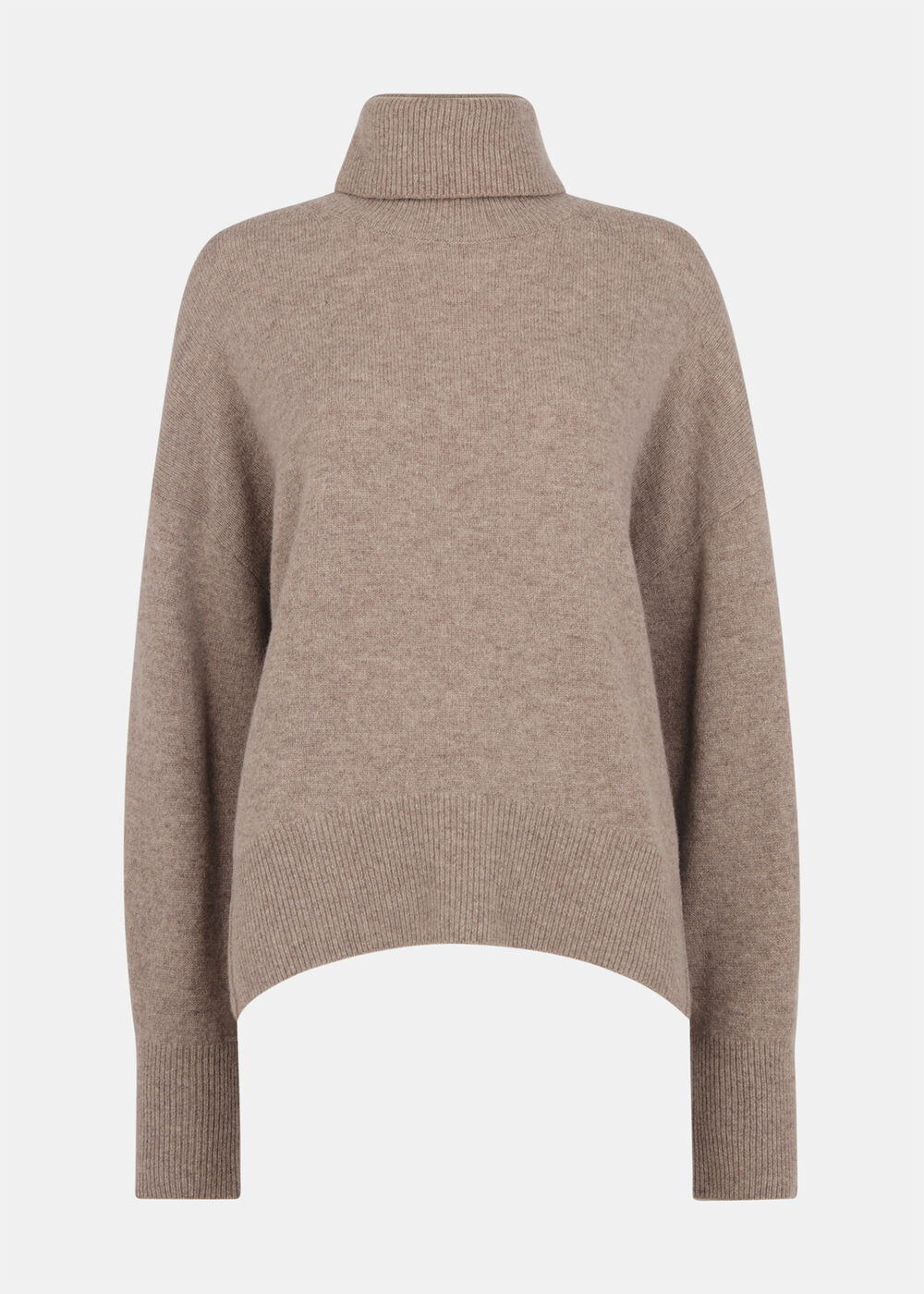 Wool Roll Curved Hem Knit