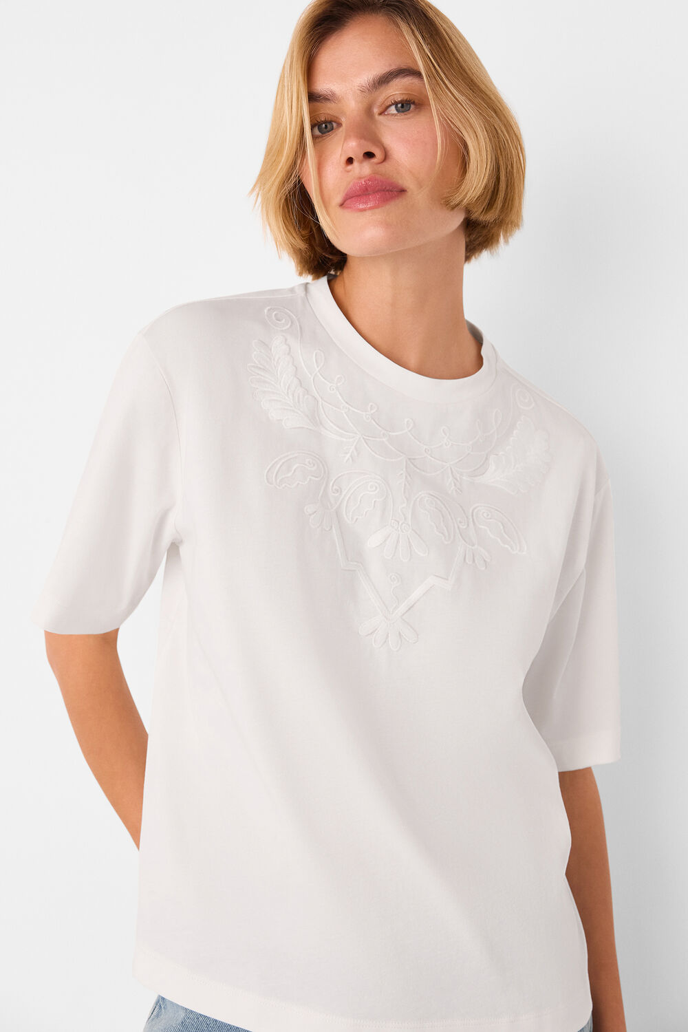Embroidered Cotton T-Shirt